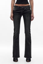 Eira Low-Rise Bootcut Jeans in Black