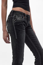 Eira Low-Rise Bootcut Jeans in Black