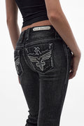 Eira Low-Rise Bootcut Jeans in Black