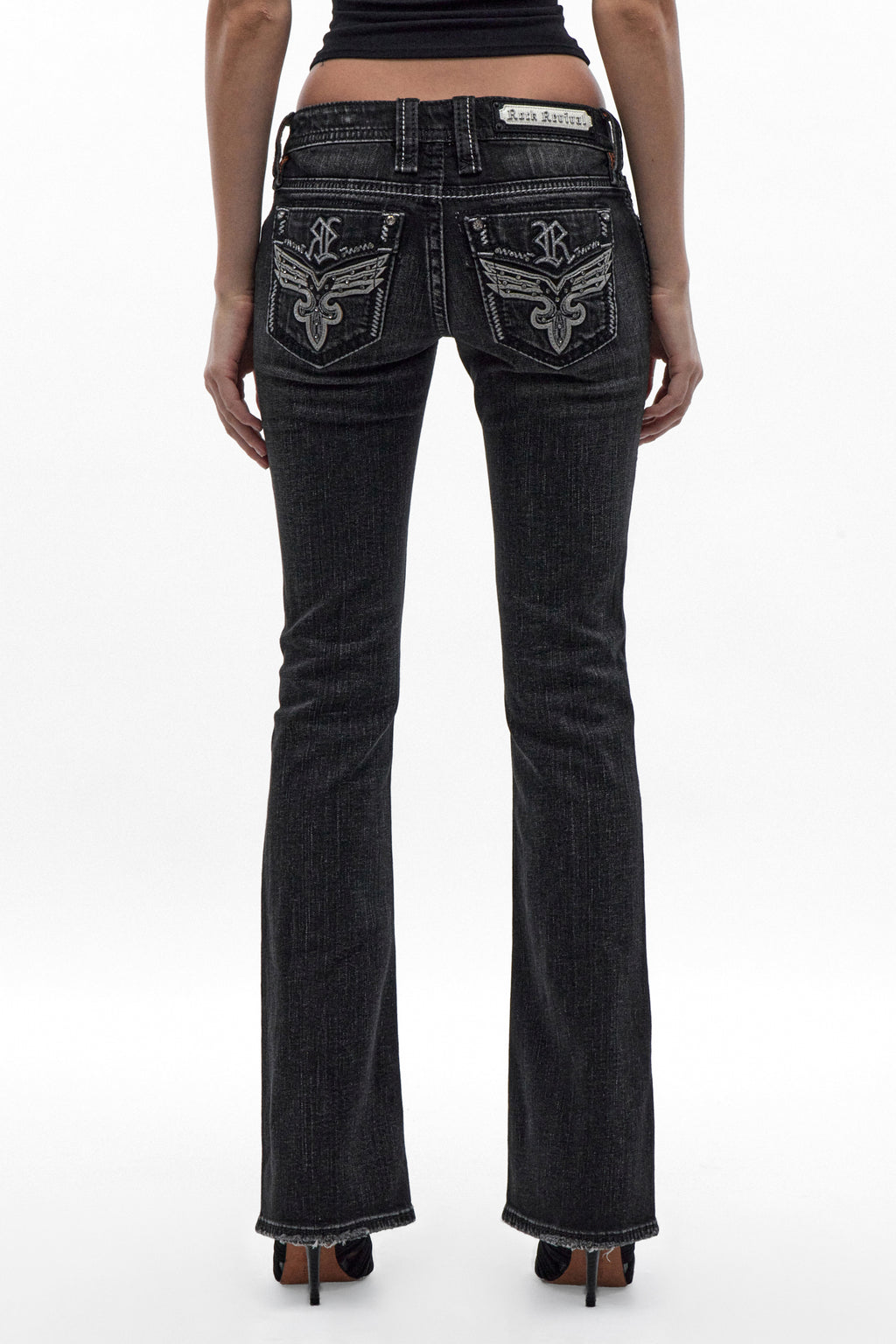 Eira Low-Rise Bootcut Jeans in Black