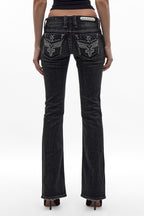 Eira Low-Rise Bootcut Jeans in Black