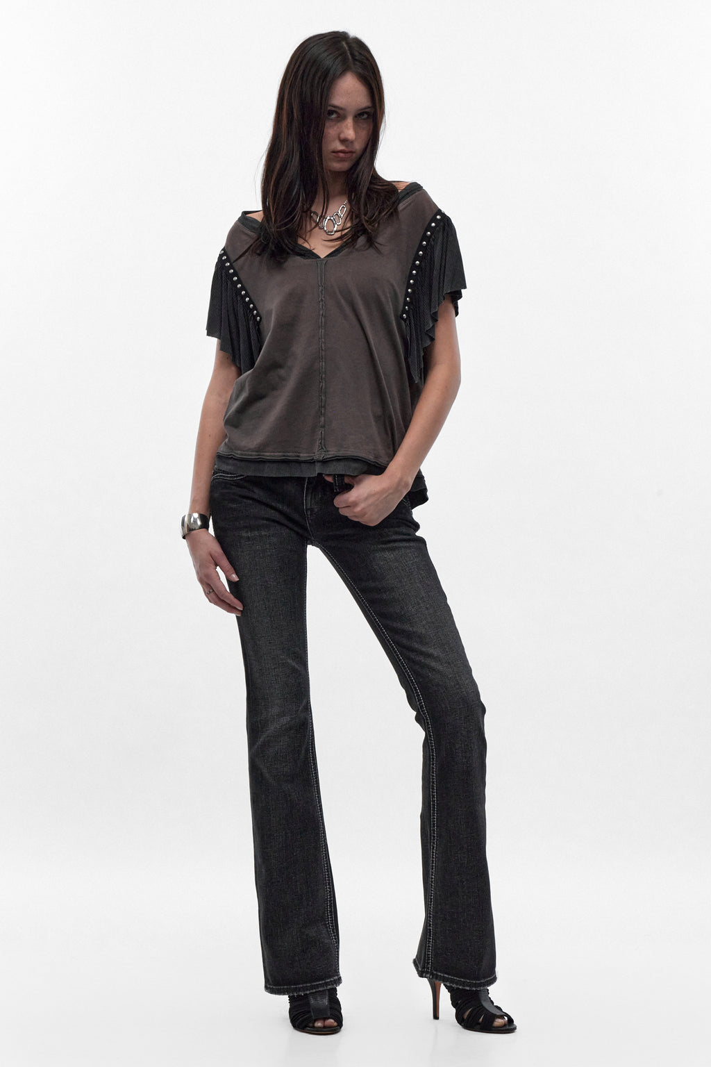 Eira Low-Rise Bootcut Jeans in Black