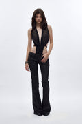 Joplin Super Low-Rise Flare Jeans in Coated Black - Rock Revival®