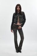 Elaina Low-Rise Bootcut in Charcoal Black - Rock Revival®