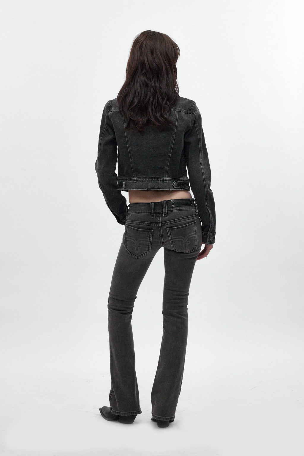 Elaina Low-Rise Bootcut in Charcoal Black - Rock Revival®