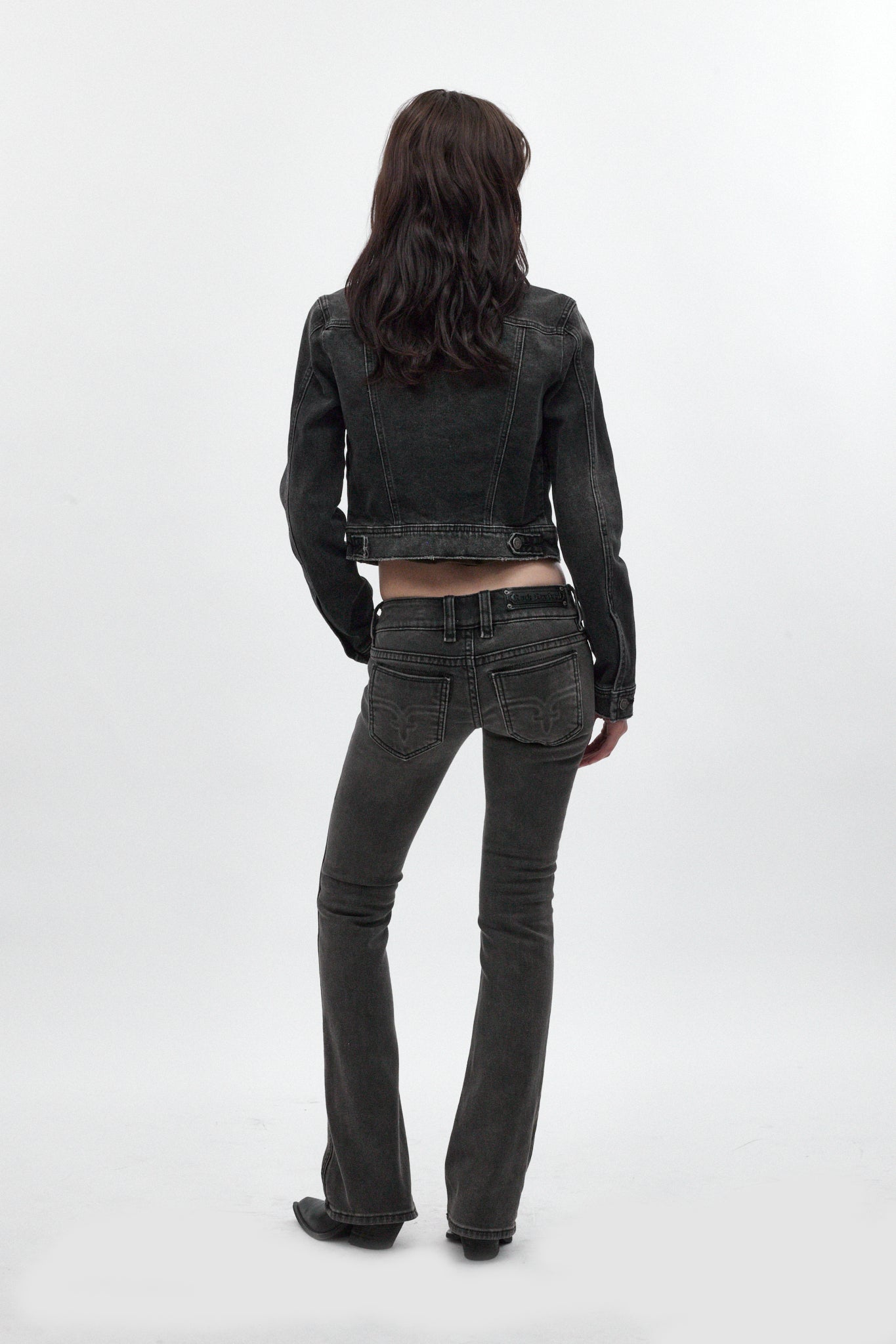 Elaina Low-Rise Bootcut in Charcoal Black - Rock Revival®