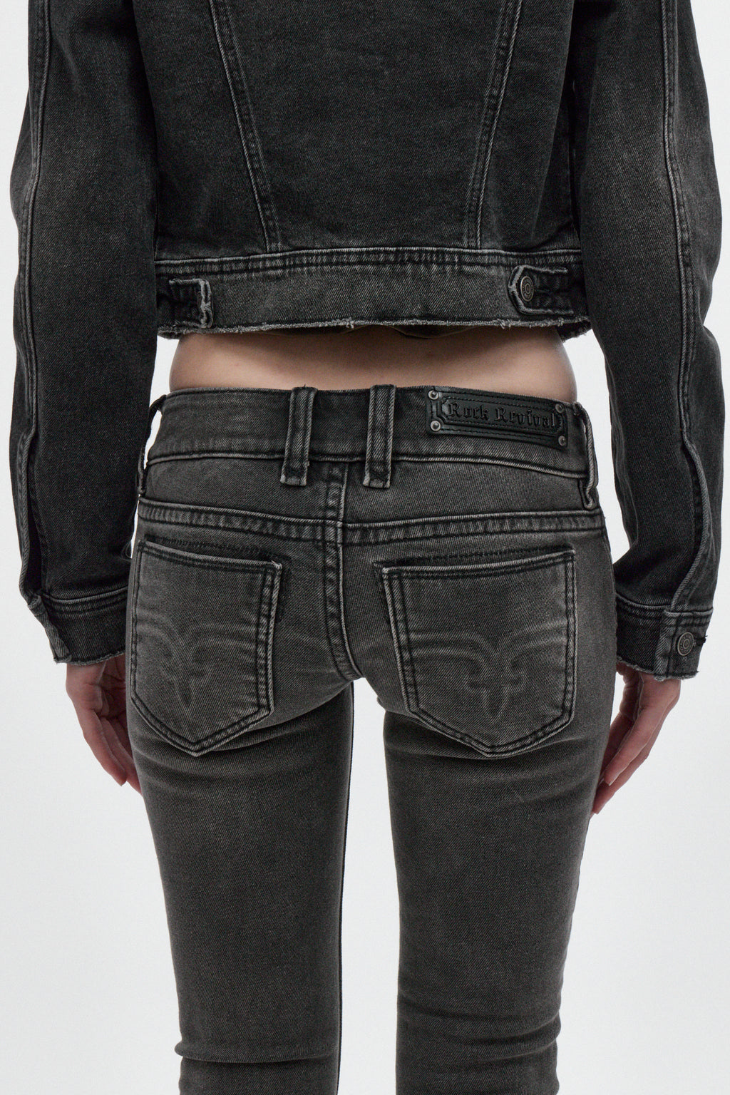 Elaina Low-Rise Bootcut in Charcoal Black - Rock Revival®