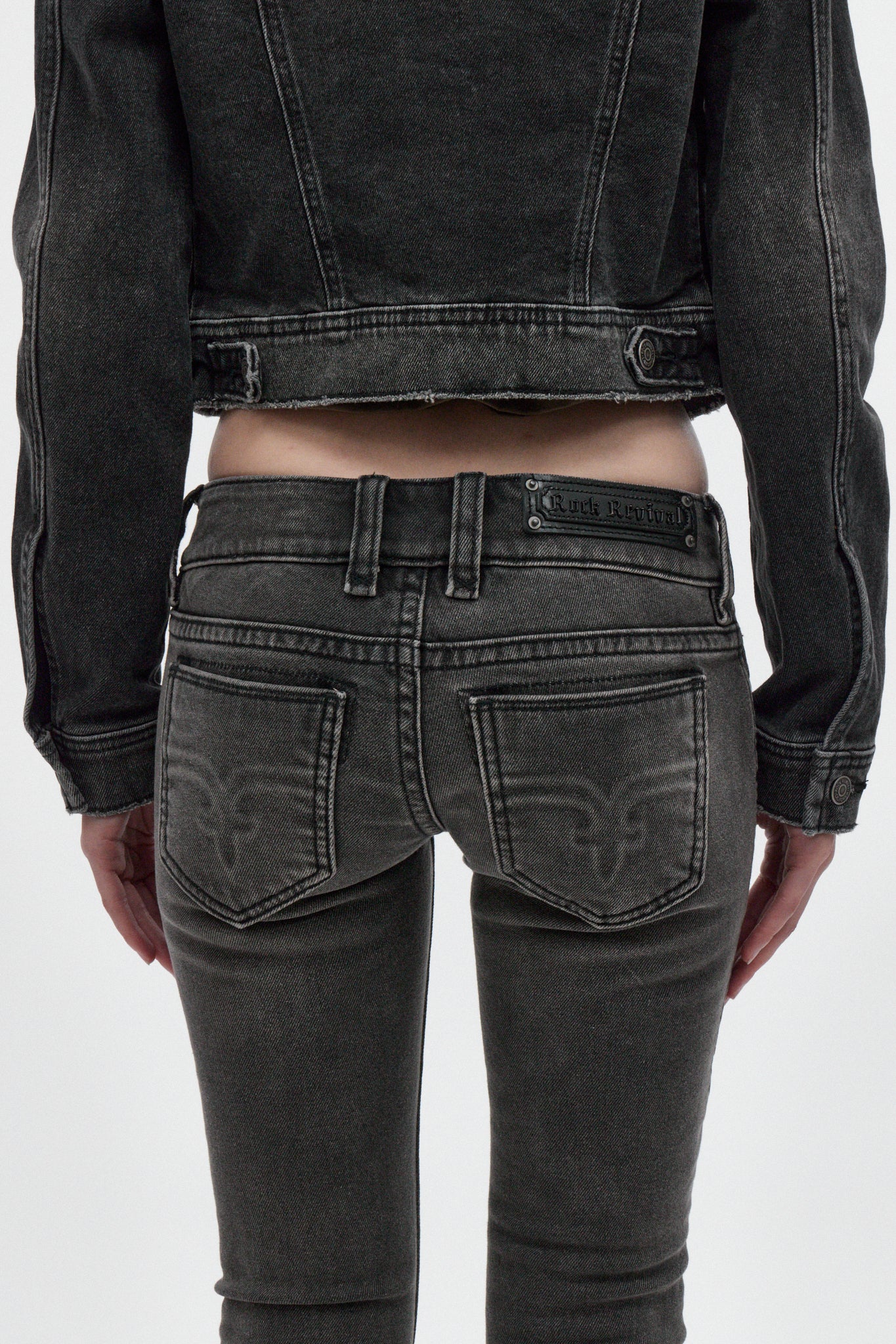 Elaina Low-Rise Bootcut in Charcoal Black - Rock Revival®
