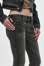 Elaina Low-Rise Bootcut in Charcoal Black - Rock Revival®