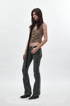Elaina Low-Rise Bootcut in Acid Black - Rock Revival®