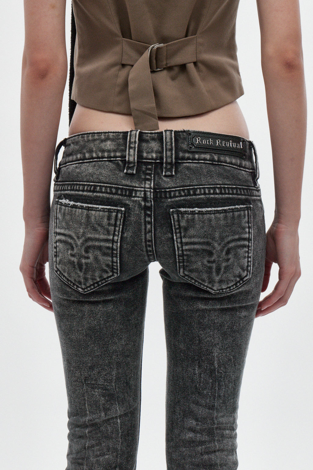 Elaina Low-Rise Bootcut in Acid Black - Rock Revival®
