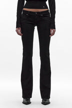 Eliana Super Low-Rise Bootcut Jeans in Black