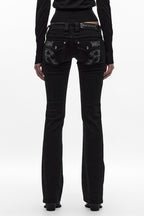 Eliana Super Low-Rise Bootcut Jeans in Black