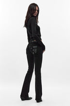 Eliana Super Low-Rise Bootcut Jeans in Black