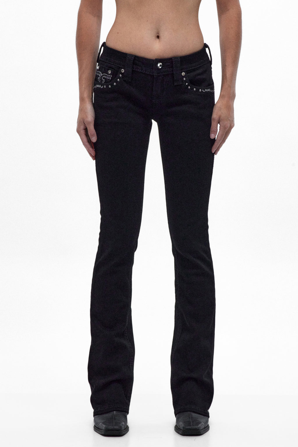 Ena Low-Rise Bootcut Jeans in Black