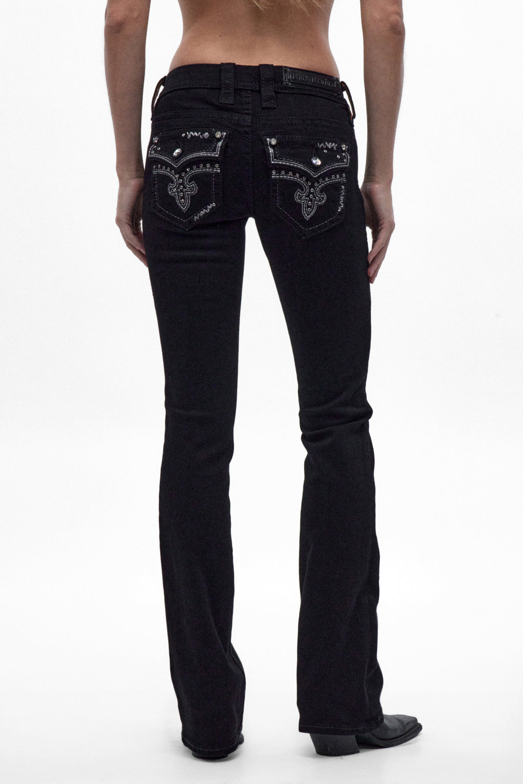 Ena Low-Rise Bootcut Jeans in Black