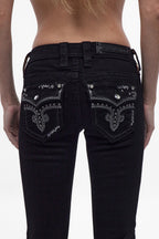 Ena Low-Rise Bootcut Jeans in Black