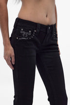 Ena Low-Rise Bootcut Jeans in Black