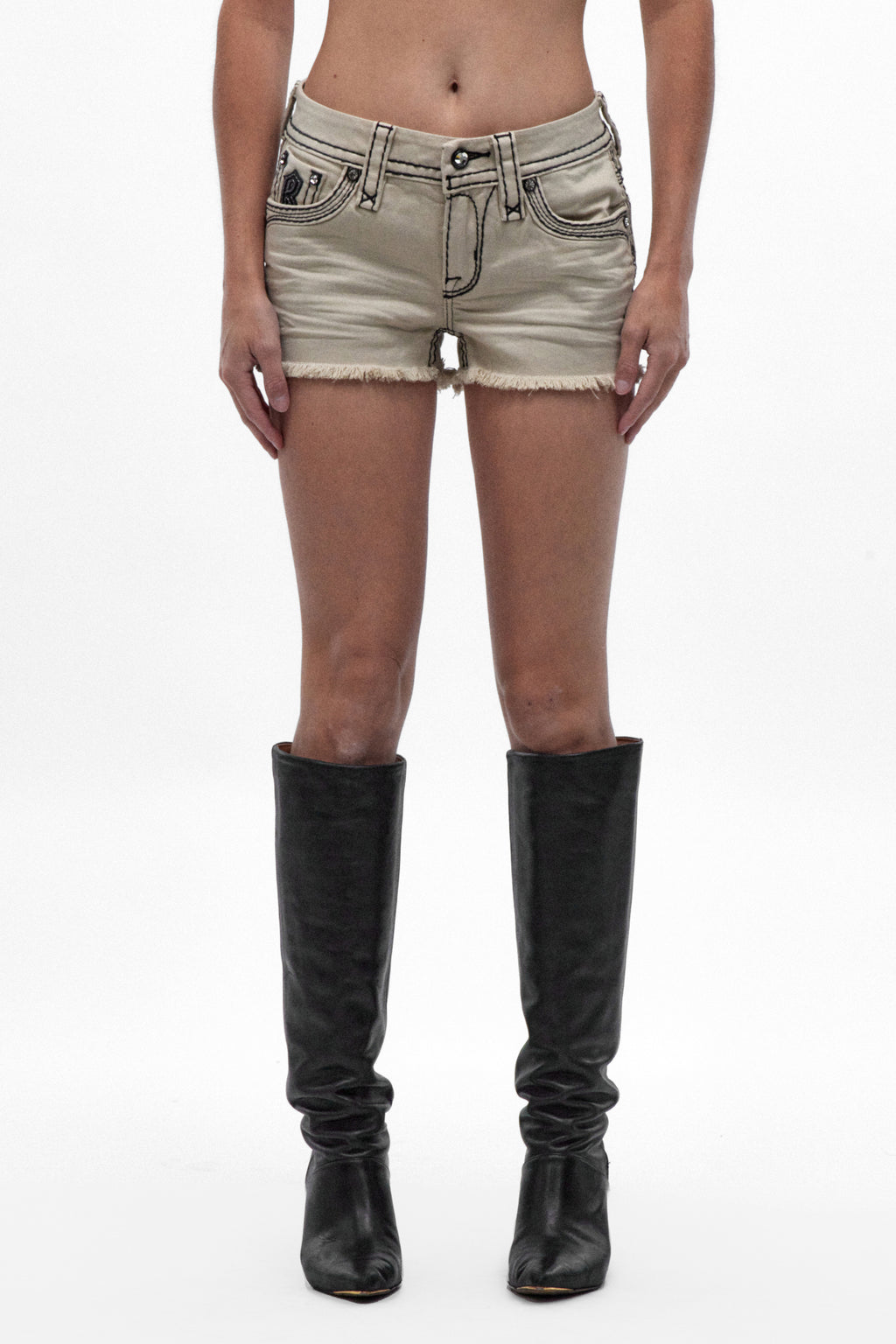 Fenni Denim Shorts in Light Beige