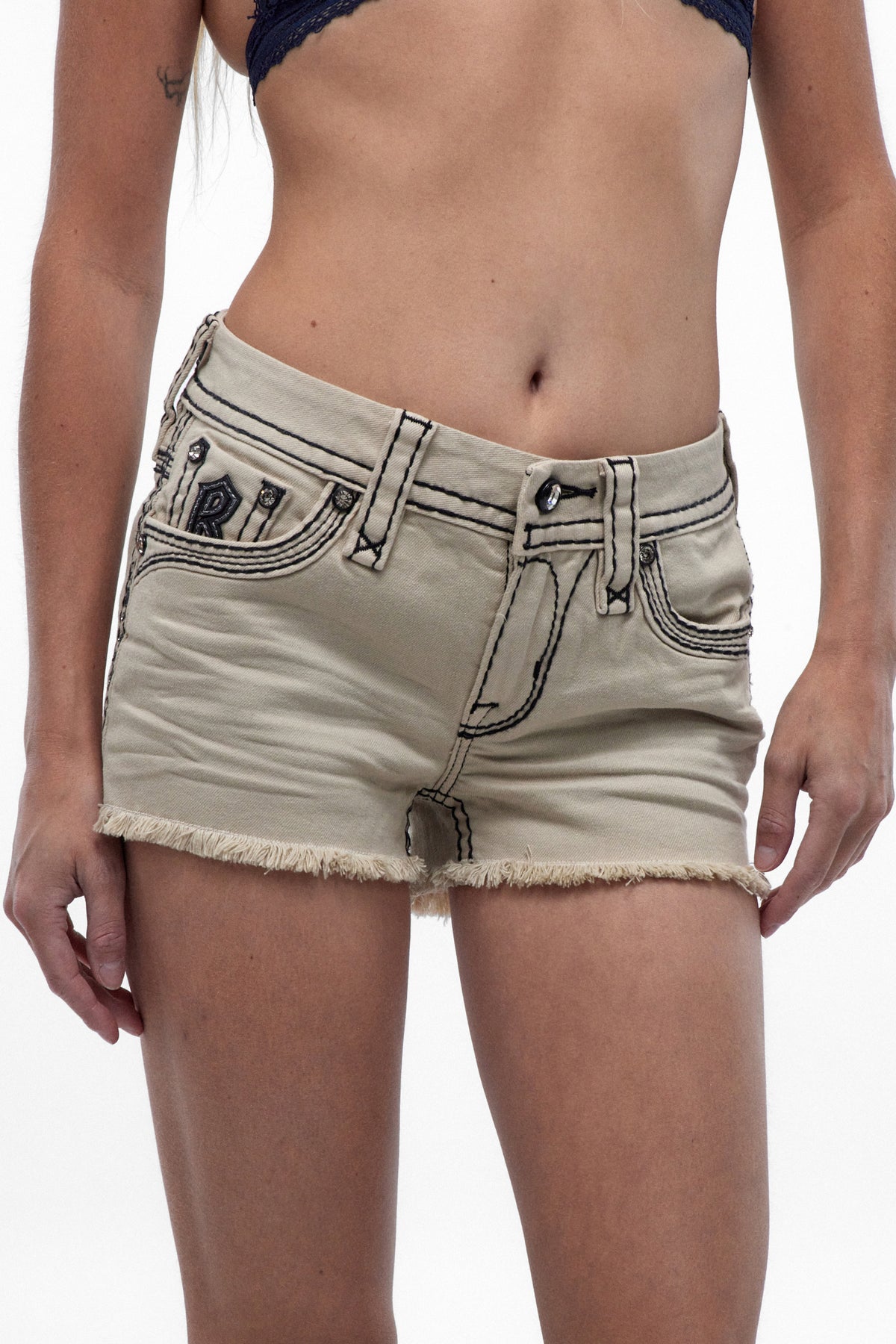 Fenni Denim Shorts in Light Beige