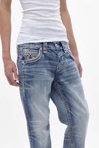 Flynn Bootcut Jeans in Light Blue - Rock Revival®