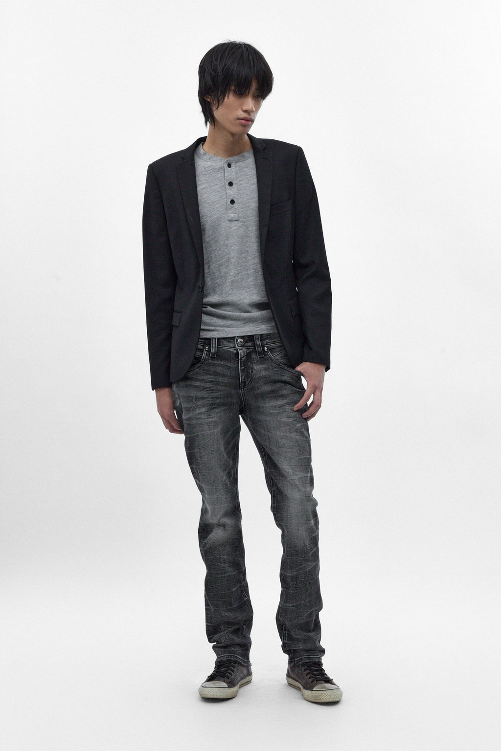 Gene Slim Jeans in Charcoal Black - Rock Revival®