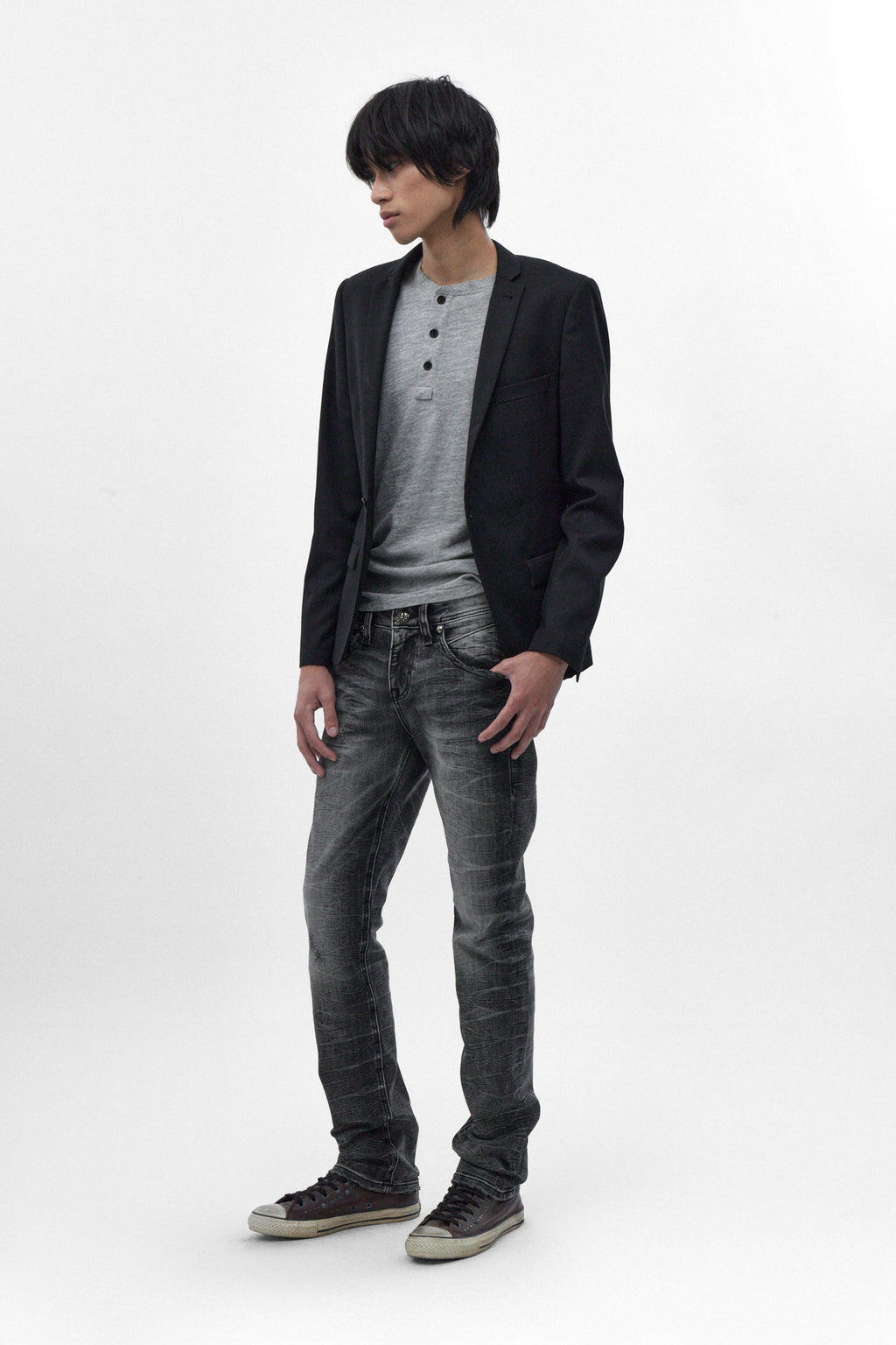 Gene Slim Jeans in Charcoal Black - Rock Revival®