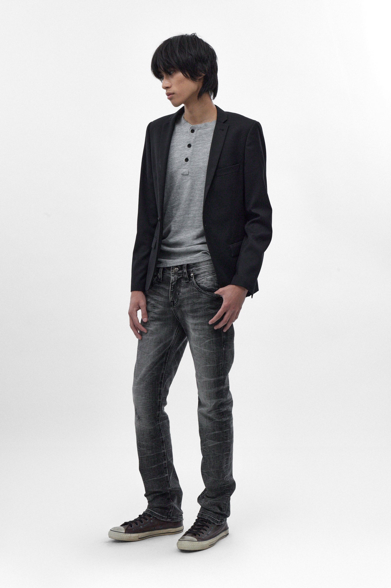 Gene Slim Jeans in Charcoal Black - Rock Revival®