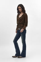 Gwen Super Low-Rise Bootcut Jeans in Dark Wash - Rock Revival®
