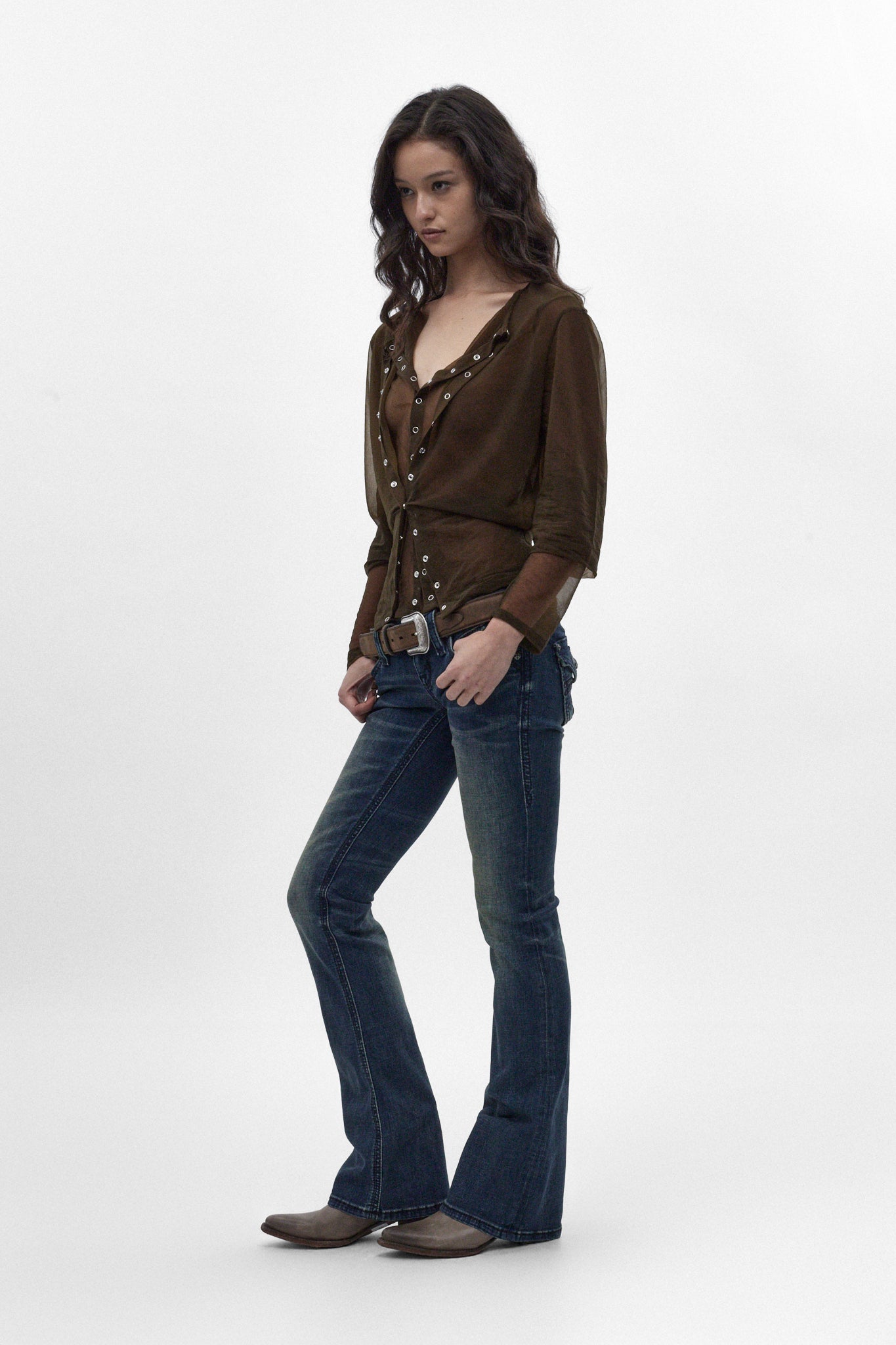 Gwen Super Low-Rise Bootcut Jeans in Dark Wash - Rock Revival®