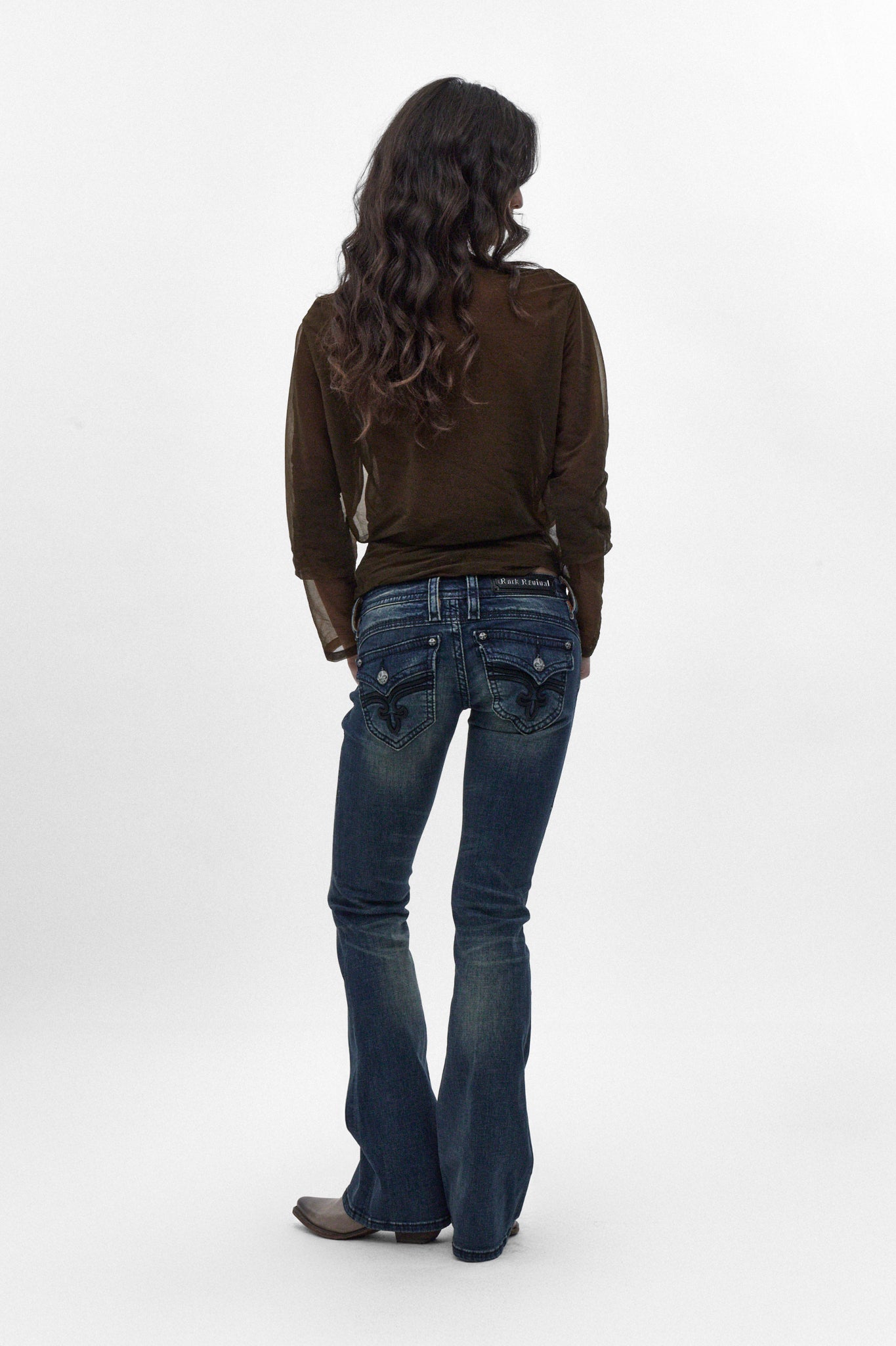 Gwen Super Low-Rise Bootcut Jeans in Dark Wash - Rock Revival®