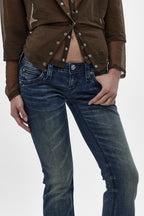 Gwen Super Low-Rise Bootcut Jeans in Dark Wash - Rock Revival®
