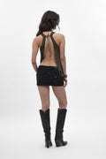 Gwen Super Low-Rise Mini Skirt in Black - Rock Revival®