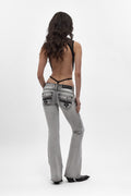 Gwen Super Low-Rise Bootcut in Gray - Rock Revival®