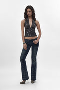 Gwen Super Low-Rise Bootcut Jeans in Dark Blue II - Rock Revival®
