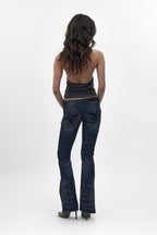 Gwen Super Low-Rise Bootcut Jeans in Dark Blue II - Rock Revival®
