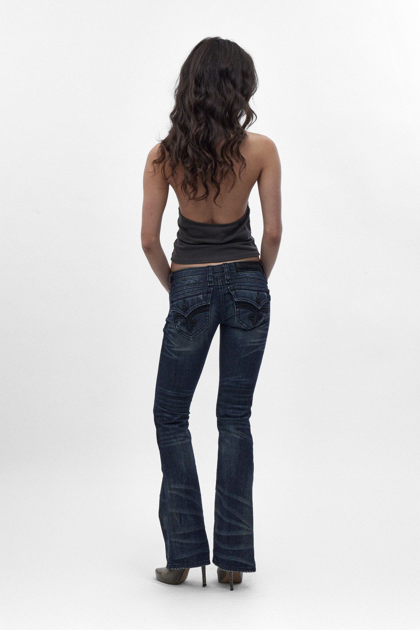 Gwen Super Low-Rise Bootcut Jeans in Dark Blue II - Rock Revival®