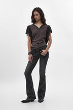 Gwen Super Low-Rise Bootcut in Faded Black - Rock Revival®