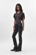 Gwen Super Low-Rise Bootcut in Faded Black - Rock Revival®