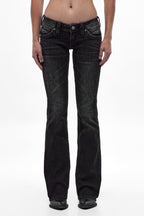 Gwen Super Low-Rise Bootcut Jeans in Black