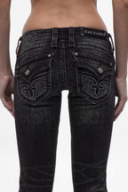 Gwen Super Low-Rise Bootcut Jeans in Black