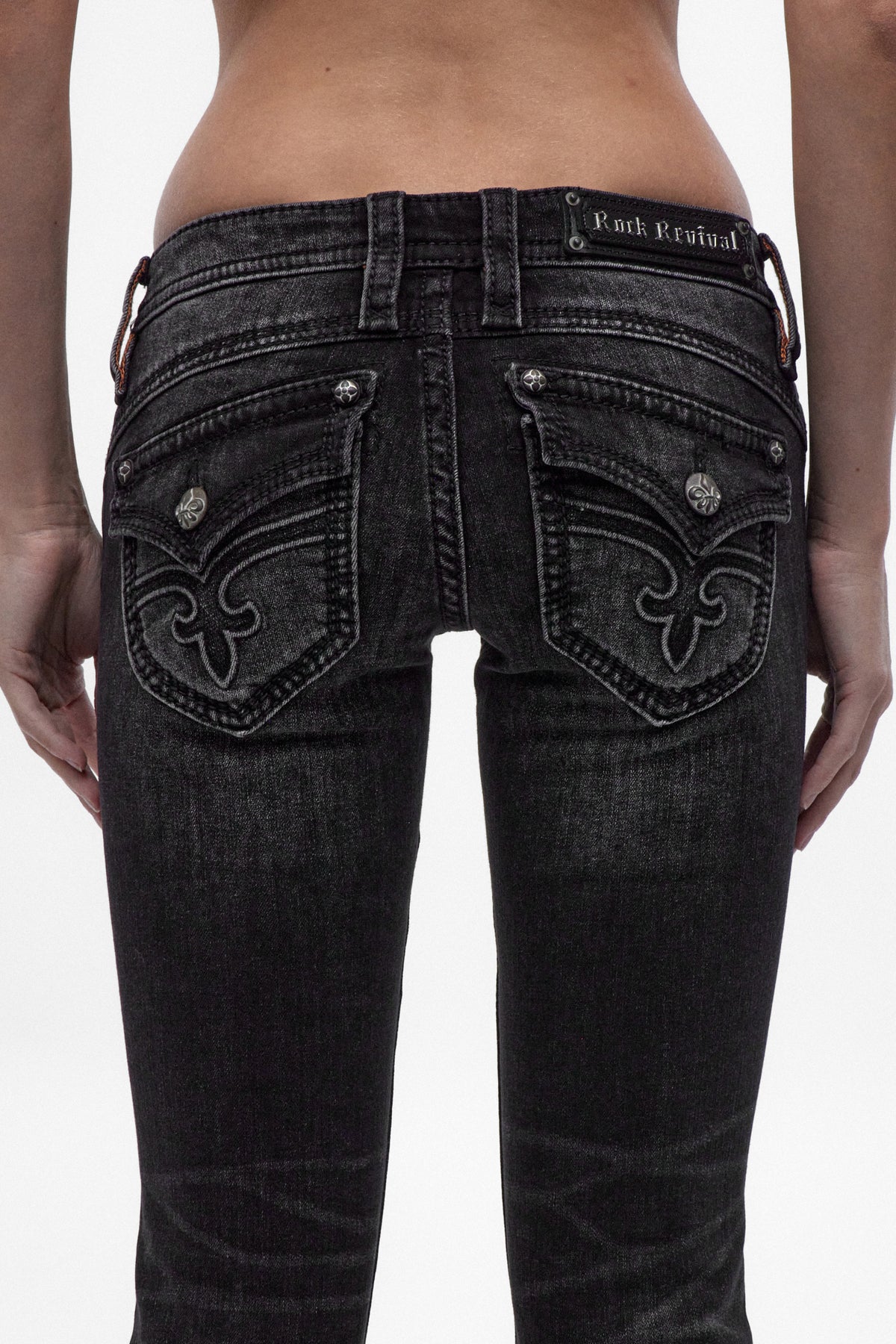 Gwen Super Low-Rise Bootcut Jeans in Black