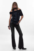 Gwen Super Low-Rise Bootcut Jeans in Black