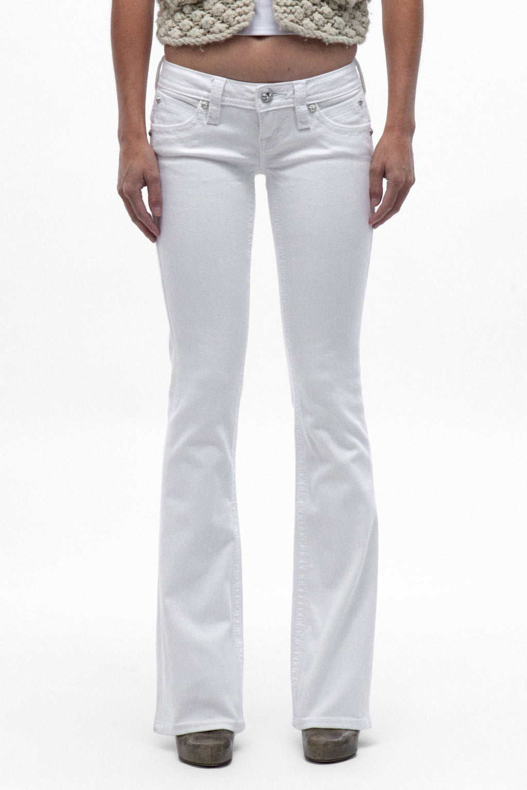 Gwen Super Low-Rise Jeans in White