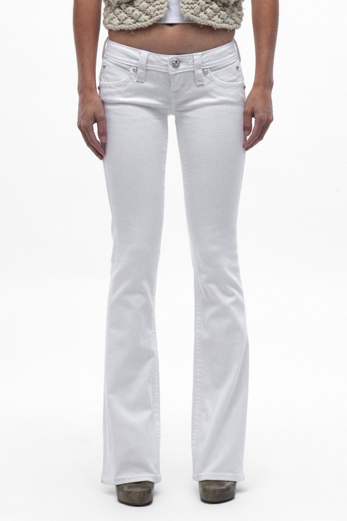Gwen Super Low-Rise Jeans in White