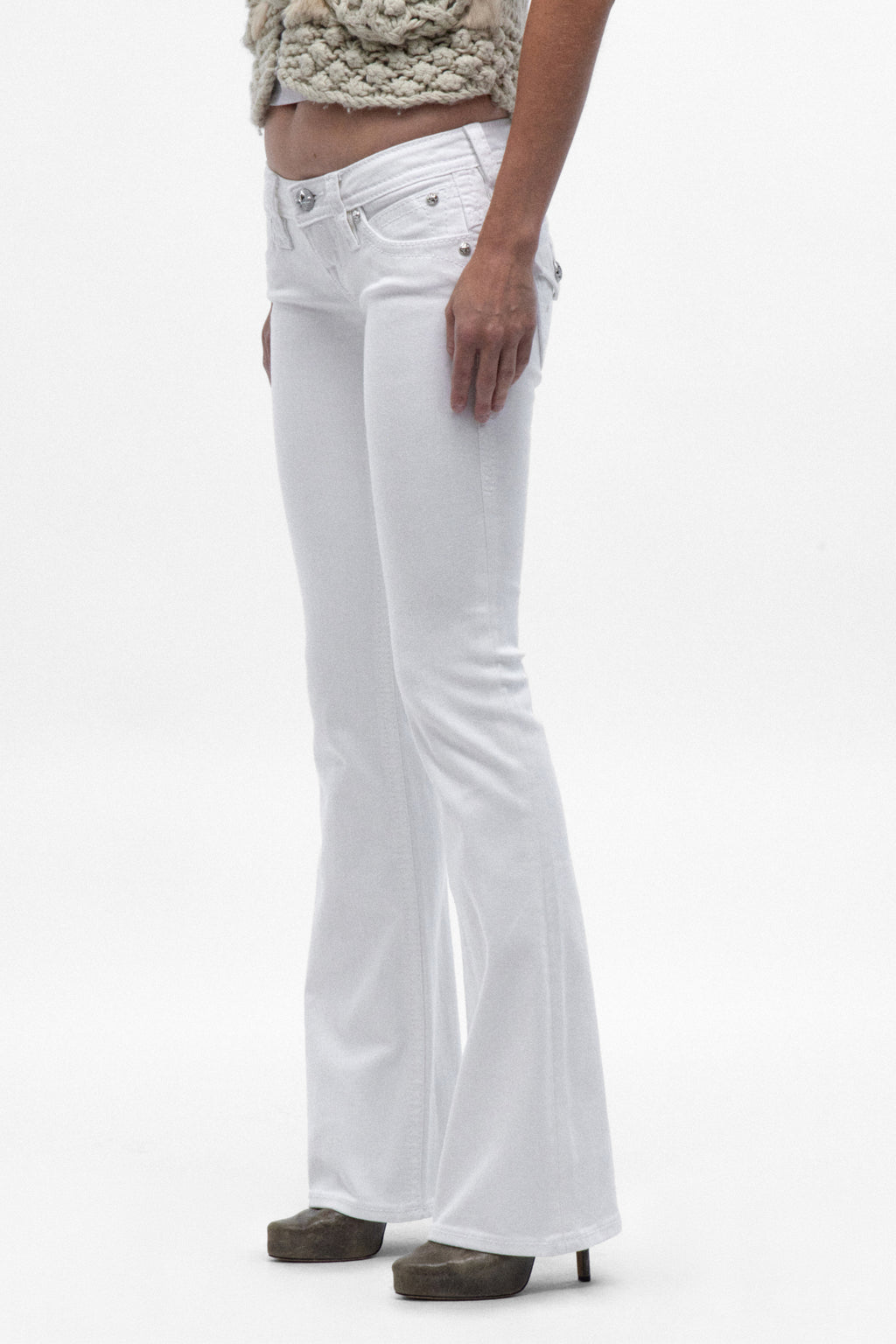 Gwen Super Low-Rise Jeans in White