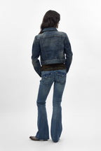 Gwen Cropped Fitted Denim Jacket in Desert Sand - Rock Revival®