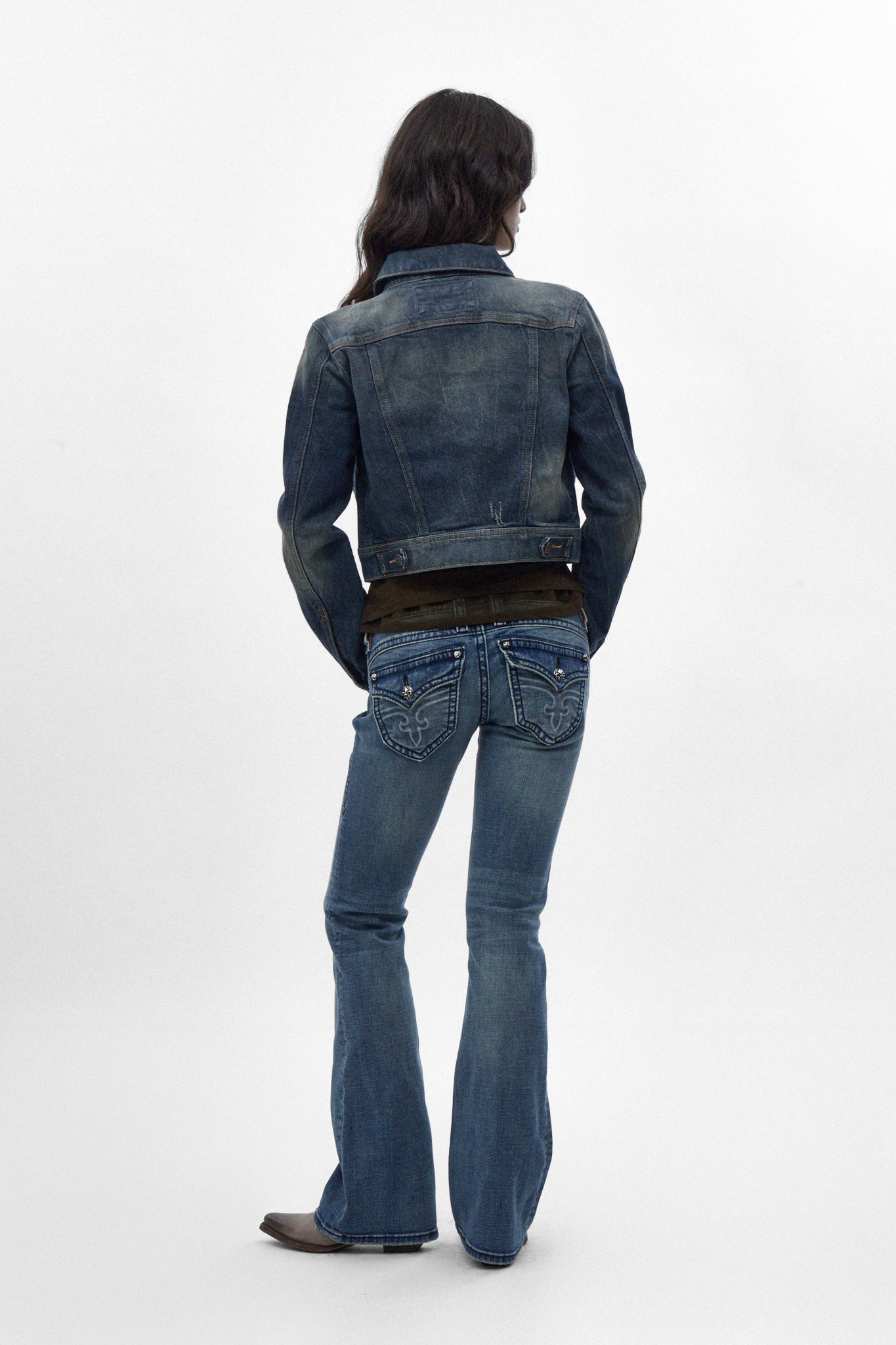 Gwen Cropped Fitted Denim Jacket in Desert Sand - Rock Revival®