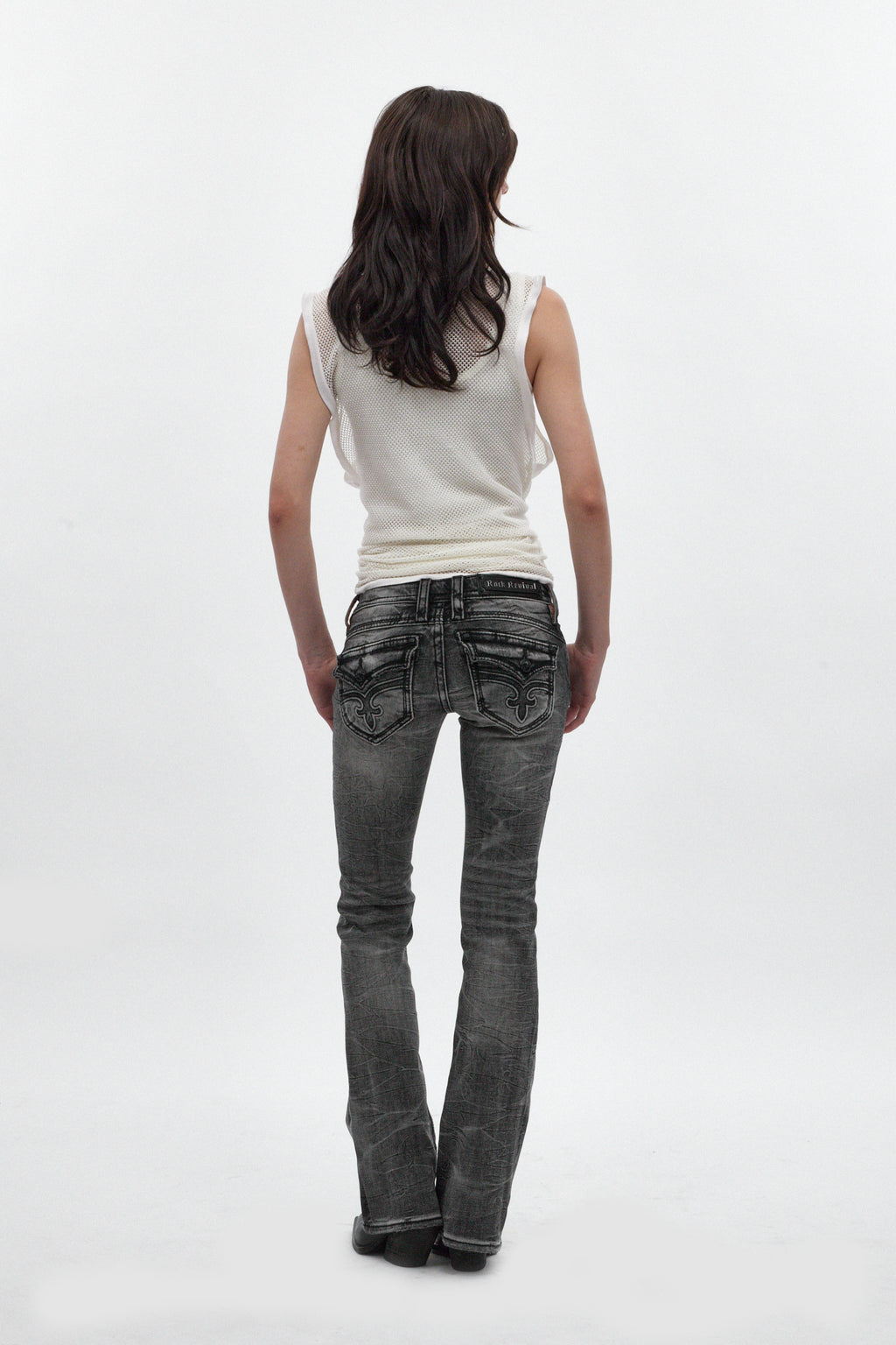 Gwen Super Low-Rise Bootcut in Black Dusk Fade - Rock Revival®