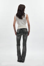 Gwen Super Low-Rise Bootcut in Black Dusk Fade - Rock Revival®